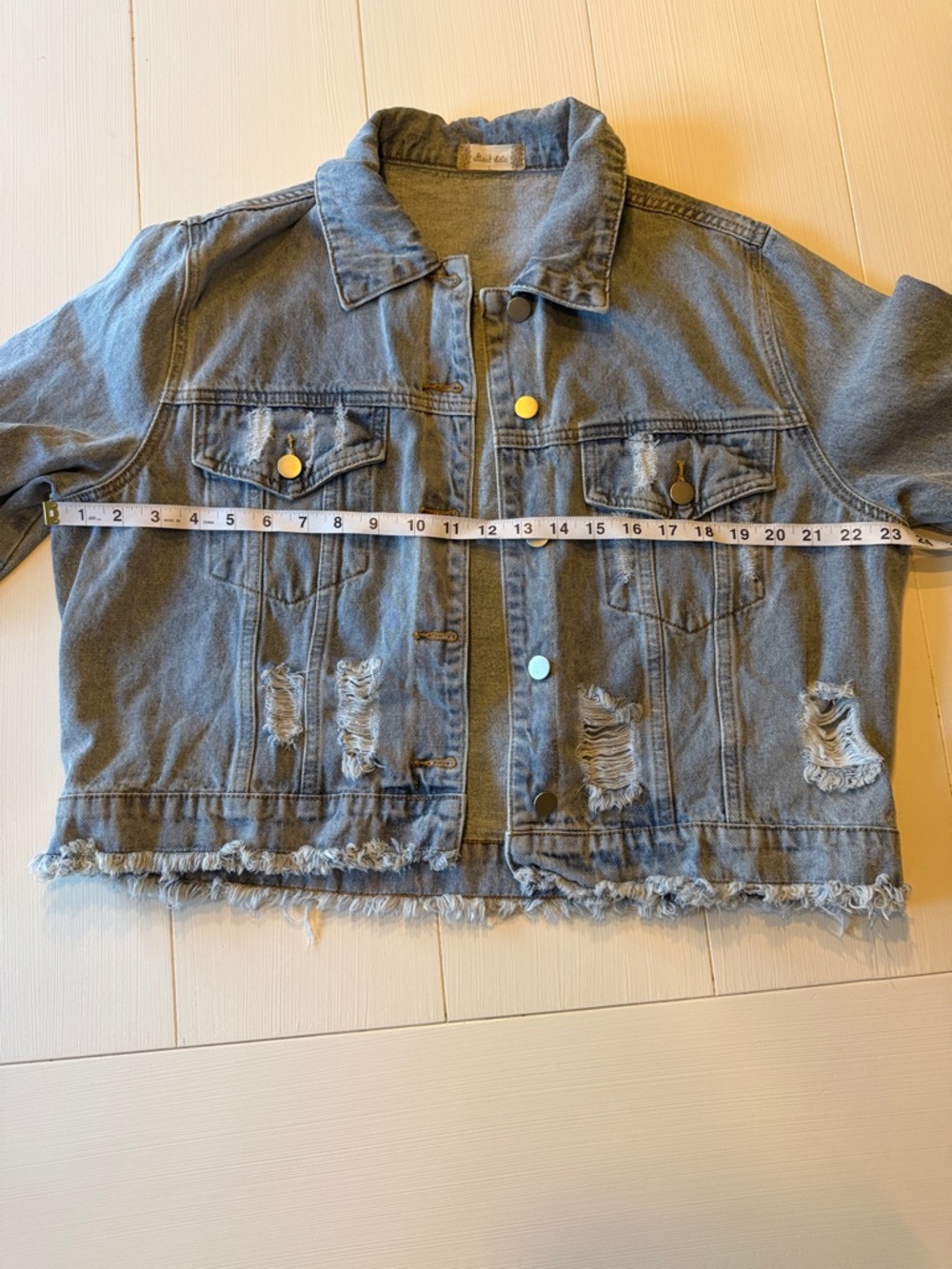 Altar'd State Light Blue Distressed Denim Jacket - Picture 7 of 7